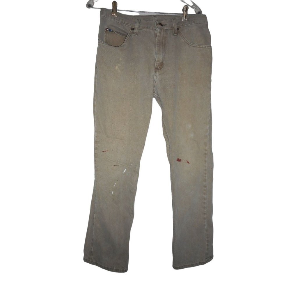 Vintage Tan Lee Jeans Size 33 x 30 Regular Fit 100% cotton Painted distressed je